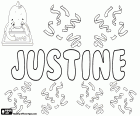 Justine, Жюстин, имя для девочки в английском, французском, немецком, норвежском и голландский. Justine, название происходит от латинского Iustina