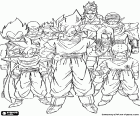 Группа Dragon Ball символов, включая Son Goku, Son Gohan, Криллин и Вегета