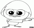 Маленький черный цыпленок Калимеро указывает путь, анимации персонажа итальянской творения