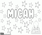 Micah, мужское имя, вариант Micaiah и Micajah, имя библейского еврейского происхождения. Micah, имя также используется для девочек, имя библейского персонажа, дочь царя Саула