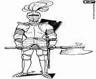 Средневековый воин с броней и вооруженных с боевой топор