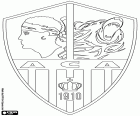 Логотип спортивная клуб Аяччо, AC Аjaccio или Athletic Club Aiacciu, в Корсиканский язык, футбольный клуб в городе Аяччо, столица Корсики