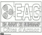 Щит Avant de Guingamp Côtes-d'Armor, EA Генгам, футбольный клуб Генг, Gwenamp в Бретоном, город Кот-д’Армор Департамента в Бретани в северо-западе Франции
