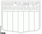 Знак Олимпия Грудзёндзе, Grudziądzki Sportowy Klub Olimpia Grudziądz, футбольный клуб базируется в Грудзёндзе, город рядом с рекой Висла, в Куявско-Поморское воеводство, Польша