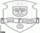 Щит SFC Опава, Slezský fotbalový club Opava, футбольный клуб со штаб-квартирой в городе Опава, историческая столица Силезии, пограничный город с Польшей, на северо-востоке Чешской Республики, в Моравско-Силезской области