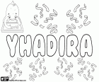 Yhadira, вариант Ядира, Yadira и Yadhira, имя неизвестного происхождения, используется для девочек в испано говорящих стран