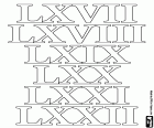 Мы идем вперед в Римской числовые системы для достижения 100. Римские цифры, 67, 68, 69, 70, 71 и 72 в этой странице раскраски