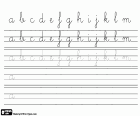 Каллиграфические упражнения с алфавитом, строчные буквы от A до M