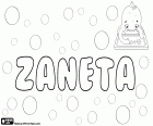 Zaneta, Занета, женское имя на разных языках соответствующих Jeanette. Żaneta, имя для девочки на польском языке. Žaneta, женское имя в Чехии, Словакии и Литвы. Zaneta, имя в средневековой Италии, уменьшительное Джованна, вариант Gianeta