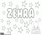 Zehra, Зехра, турецкое имя для девочки, производные от Zahra, Захра, имя арабского и персидского происхождения, что означает блестящий
