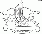 Главные герои три животных в их Летучий корабль, герои Wonder Pets