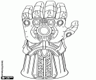 Бесконечности перча́тка из Та́нос, Infinity Gauntlet. Этот мощный перчатка включает в себя шесть Камни Бесконечности, которые предоставляют ее владельцу полный контроль над время, пространство, ум, душа, реальность и мощности