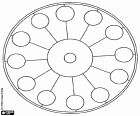 Круговая мандала с концентрическими кругами и радиальными кругами