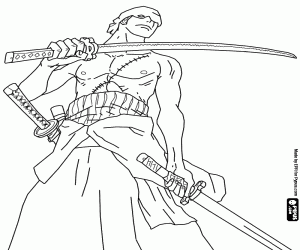 раскраска Roronoa Zoro его мечами