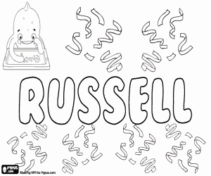 раскраска Russell, имя для ребенка