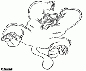 раскраска Son Goku превращается в гигантский обезьяна