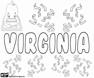 раскраска Virginia, имя для девочки
