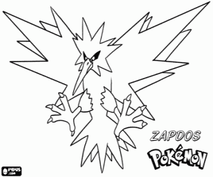 раскраска Zapdos, покемон птица