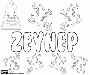 раскраска Zeynep, турецкое имя для девочки