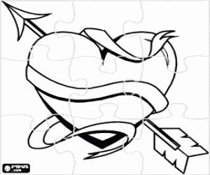 раскраска Πазл сердце со стрелой