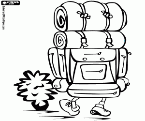 раскраска Авантюрист с большой рюкзак