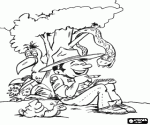 раскраска Авантюрист и животных