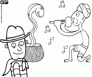 раскраска Авантюрист и заклинателя змей