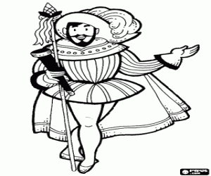 раскраска Адмирал с телескопа и копье