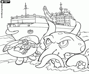 раскраска Аквамен, супергерой в опасности