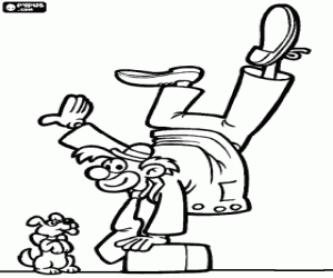 раскраска Акроба́т клоун и щенка