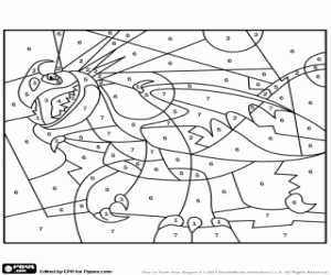 раскраска Астрид дракон с числами