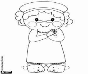 раскраска Бабушка с сна одежда