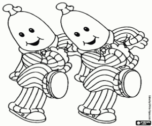 раскраска Бананы B1 и B2 с их пижамы