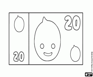 раскраска Банкнота достоинством 20 Pypus