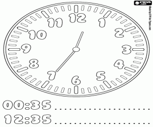 раскраска Без двадцати пяти минут час
