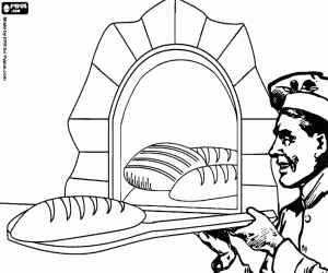 раскраска Бейкер и хлеб печь