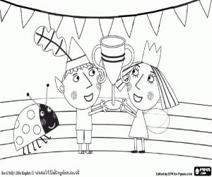 раскраска Бена и Холли с трофеем