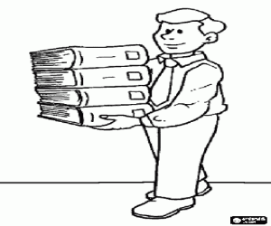 раскраска Библиотекарь с книгами