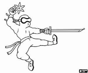 раскраска Бой с Катана и ниндзя звезды