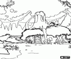 раскраска Болото дом Шрек