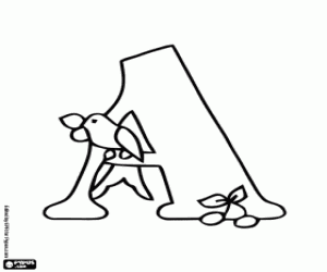 раскраска Буква A и птичка