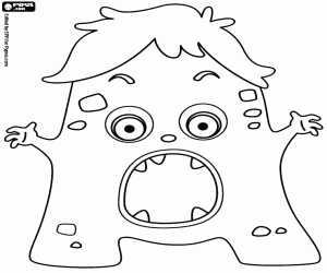 раскраска Буква A, монстр с оружием