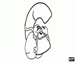 раскраска Буква C с озорной мышка