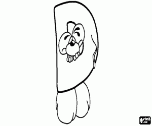 раскраска Буква D с озорной мышка