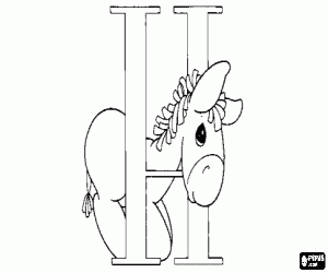 раскраска Буква H с немного лошади