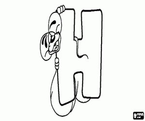 раскраска Буква H с озорной мышка