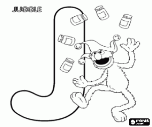 раскраска Буква J и Гровер Улица Сезам