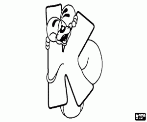 раскраска Буква K с озорной мышка