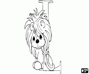 раскраска Буква L с малым лев