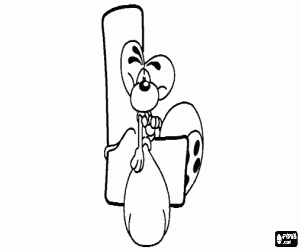 раскраска Буква L с озорной мышка